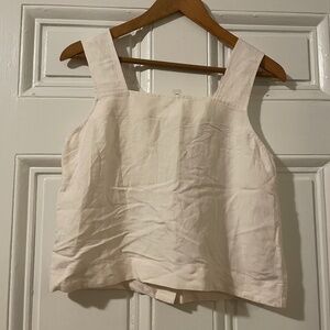 NEW Madewell Linen-Blend Sunside Button-Back Top, off white, women’s size 2